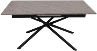 'HWC-O57' Esszimmertisch ausziehbar, Eisen / MDF grau, 160-200x90 cm
