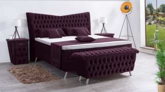Meisterbetten Boxspringbett Juve 240x200 in VS-Brombeere, Matratzenbezug Optiflex, Ergoflex-Topper