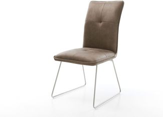 Esszimmerstuhl Maddy-Flex Mikrofaser Taupe Vintage Kufengestell Edelstahl