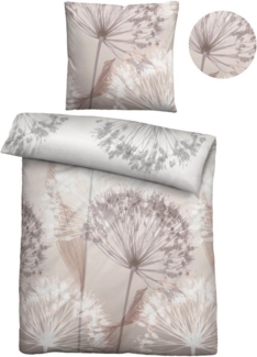 biberna Mako-Satin Bettwäsche 0614605 PUSTEBLUME, basalt, 1x 155x200 cm + 1x 80x80 cm