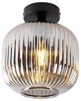 Qazqa Deckenleuchte Karel, ohne Leuchtmittel, E27, Schwarz, Art Deco, Glas, 1-flammig