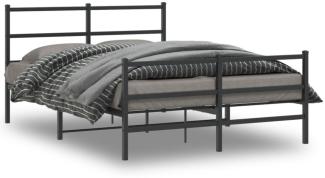 vidaXL Bettgestell mit Kopf- und Fußteil Metall Schwarz 140x190 cm 355383