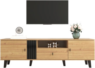 Stilvolle Eleganz: 170cm TV-Schrank mit Holz- und Schwarzdesign,TV-M?bel(not a complete item)