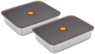 Navaris Frischhaltedose 2x Edelstahl Marinierschale 23,5x19x5,7cm mit Deckel, Edelstahl, (2-tlg)