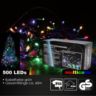 LED Lichterkette bunt 500er Farblichterkette Weihnachten für innen & außen