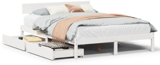 vidaXL Massivholzbett ohne Matratze Weiß 135x190 cm Kiefernholz 3301505