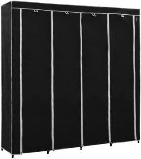 vidaXL Kleiderschrank mit 4 Fächern, schwarz, 175 x 45 x 170 cm