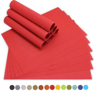 matches21 HOME & HOBBY Platzset Tischsets BORDA 12er Set Rot als Tischuntersetzer, (12-St), Abwaschbare Platzsets als Tischunterlagen für Ess-Tisch Tisch-Deko
