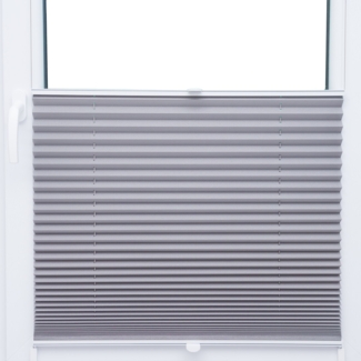 Thermo Black Out Plissee 85x200 cm hellgrau silber metallic 100% Verdunkelnd