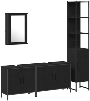 vidaXL Badezimmermöbel Set mit Regal 4 pcs Schwarz 33 x 33 x 185.5 cm 3334425