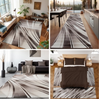 SIMPEX24 Kurzflor-Bettumrandung Abstrakt Wellen Design, Höhe 12 mm, (Bett-Set, 3-tlg, Bettvorlage), Schlafzimmer Teppich Bettumrandung Läufer Set 3 teilig