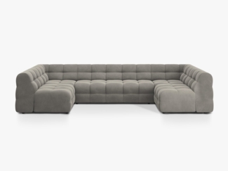Micadoni Panorama-Sofa Kendal 7-Sitzer Samt Magic Velvet Dunkelgrau