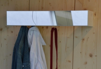 Wandgarderobe SLIM, weiß, mit Spiegel, 6 Haken, by Jan Kurtz