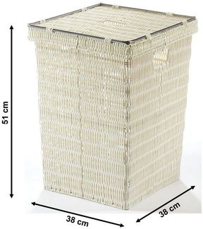 Kobolo Wäschekorb Wäschebehälter Korb mit Deckel aus Kunststoff - weiß (mit Deckel)