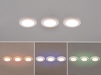 3er SET LED Einbaustrahler ARGUS Weiß mit Fernbedienung dimmbar & RGBW, Ø 8cm