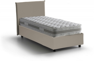 Dmora Domnitor-Einzelbett, Bettkasten mit Kunstlederbezug, 100 % Made in Italy, Öffnung vorne, inklusive Matratze 80 x 200 cm, Taupe