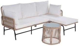Gartenmöbel Set Lounge Rope Sitzgruppe Seil-Optik Gartenbank Gartenset Beige