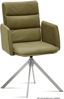 Armlehnstuhl drehbar (6er-Set) Dulsea 52x92x60 Edelstahl/Olivgrün