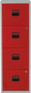 Hängeregistraturschrank PFA, 4 HR-Schubladen, Farbe Korpus lichtgrau, Fronten kardinalrot