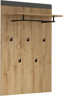 Garderobenschrank Blanshe in Filz grau und Eiche Schuhschrank 60 x 200 cm