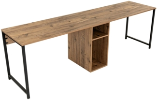 Dmora Schreibtisch Violet, Mehrzweckschreibtisch, Bürotisch für PC, Eckschreibtisch, 240x60 h74 cm, Kiefer und Schwarz