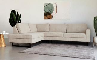 Places of Style Ecksofa Pinto, 290 cm, Ottomane links / rechts, Cord, Feincord, Luxus-Microfaser Leder und Chenille