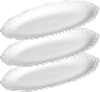Chic Antique Servierteller Servierteller 3-er Set Provence oval weiß 23 x 15 cm Tablett
