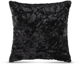 Flauschige Kissenhülle 60x60 mit Reißverschluss, ( Schwarz ) Kissenbezug mit Rosenmuster, Dekorative Kissenbezüge, weicher Bezug für Kissen