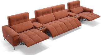 Sofanella SALENTO Kinocouch Kinosofa Viersitzer Stoffbezug in Cognac S: 374 Breite x 100 Tiefe