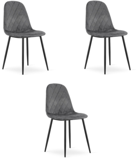 Valora DAPI Stuhl Dunkelgrauer Samt Modernes Design x3