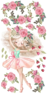 Wallarena Wandtattoo Kinderzimmer Mädchen Kinder Ballerina Wandsticker Wandaufkleber (Set, 1 St, Großes Blatt 160x90 cm), Wandsticker Kinderzimmer Mädchen Wandaufkleber Wandtattoo