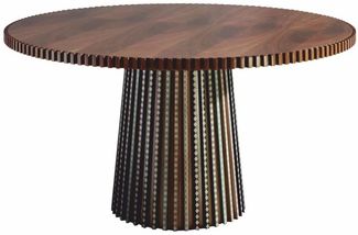 Casa Padrino Luxus Massivholz Esstisch Braun / Bunt Ø 144 cm - Esszimmer Möbel