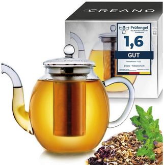 Creano Teekanne Creano Glas-Teekanne 1,0l, 3-teiliger Teebereiter mit integriertem, 1000 l, 1x Glasteekanne