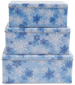 Haushalt International Keksdose, Metall, Set (3-tlg) - Rechteckig - Weihnachten - Schneeflocken