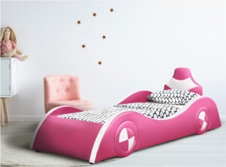 HTI-Living Kinderbett Autobett Pink/Weiß (Stück, 1-tlg, 1x Kinderbett Racing inkl. Lattenrost, ohne Matratze), Rennfahrerbett Kinderbett