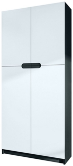 Vladon Aktenschrank Logan (Aktenschrank, mit 5 Fächern und 4 Türen) Schwarz matt/Weiß matt (82 x 185 x 37 cm)