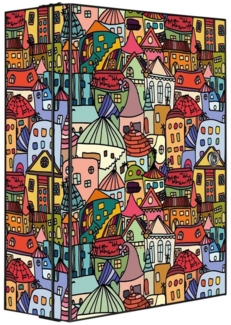 banjado Medizinschrank Stahl Funky Town (abschließbar, 3 große und 2 kleine Fächer) 35 x 46 x 15cm