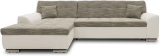 DOMO Collection Treviso, Ecksofa, Webstoff/Kunstleder weißgrau/weiß, 178 x 240 cm