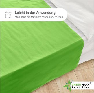 NatureMark Bettlaken klassisches Betttuch Haustuch, 100% Baumwolle, Gummizug: ohne, (1 Stück), Laken Haustuch, viele Größen und Farben, 150x250 cm, Apfel grün