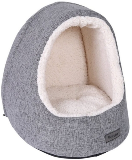 lionto Tierbett lionto Katzenhöhle mit Wendekissen Katzenbett Kuschelhöhle Katzenkorb, hellgrau, abnehmbarer Bezug, waschbar