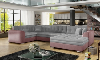 U-Sofa Damario mit Schlaffunktion Monolith 84 Grau