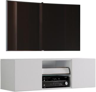 Fernsehtisch TV Fernsehschrank Hängeschrank Wohnzimmer Glas Hifi Regal weiß