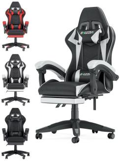 BIGZZIA Bürostuhl Gaming Stuhl mit Fußstütze - Gamer Stühle Ergonomisch mit Lendenkissen, Kopfstütze Gaming Chair Höhenverstellbar Computerstuhl