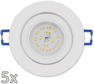 Einbauleuchten-Set McShine, 5xRahmen, 5xLED-Strahler, 5W, 400lm, 230V, weiß,IP44
