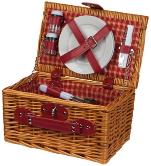 Macma Picknickkorb Picknickkorb für 2 Personen / mit Besteck,Saz+Pfefferstreuer,Kellnerme