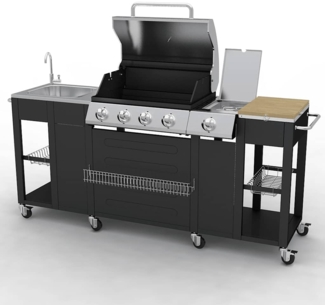 vidaXL Gasgrill mit 4+1 Flammen Schwarz 40425