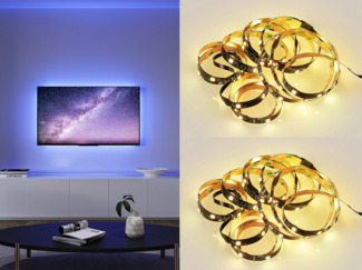 2er Set LED Streifen mit Fernbedienung, RGB & Sound Control - 300cm