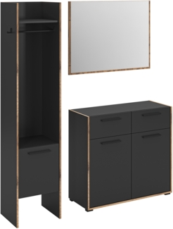 Garderobenkombination (B/H/T: 152x189x37 cm) in Basalt Melamin und Basalt Melamin