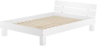 Erst-Holz Französisches Bett Futonbett Doppelbett 160x220 Massivholzbett Buche waschweiß Rollrost V-60. 86-16-220W inkl. Rollrost