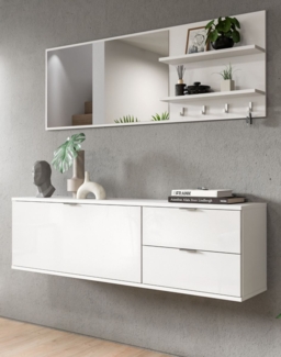 Garderobe Set 4-teilig SystemX in weiß Hochglanz 144 cm